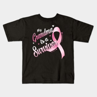 My Grandma Is A Survivor Breast Cancer Awareness Kids T-Shirt